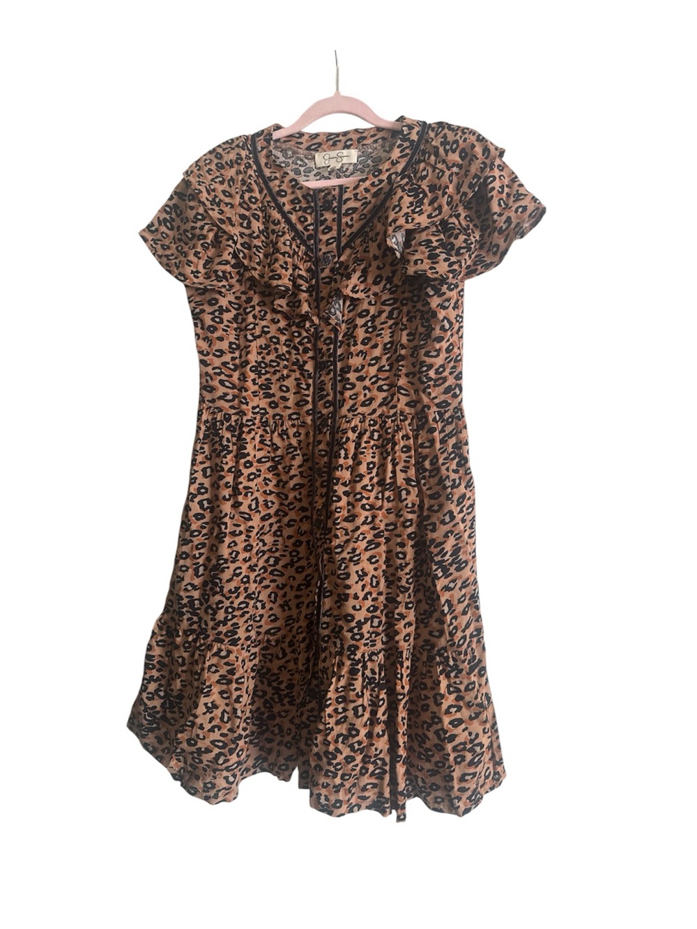 Jessica Simpson Leopard Print Button Front Dress Girls Medium 8/10